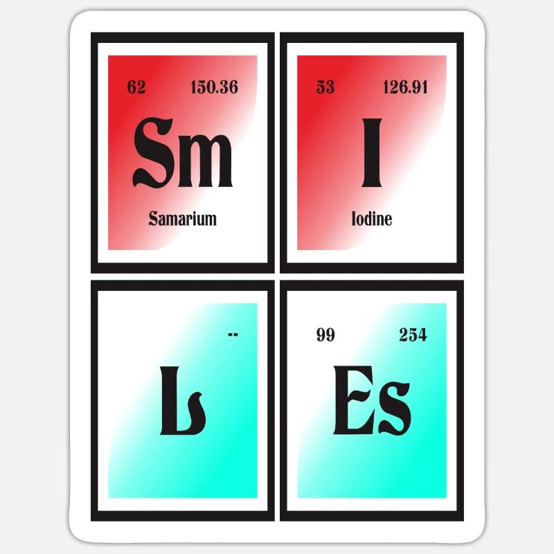 Lächelt | Periodensystem der Elemente Sticker Größe S (10 x 10 cm)