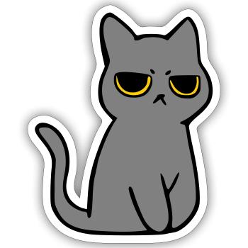 cat angry colored - Sticker Größe S (10 x 10 cm) - Mattweiß - Vorne