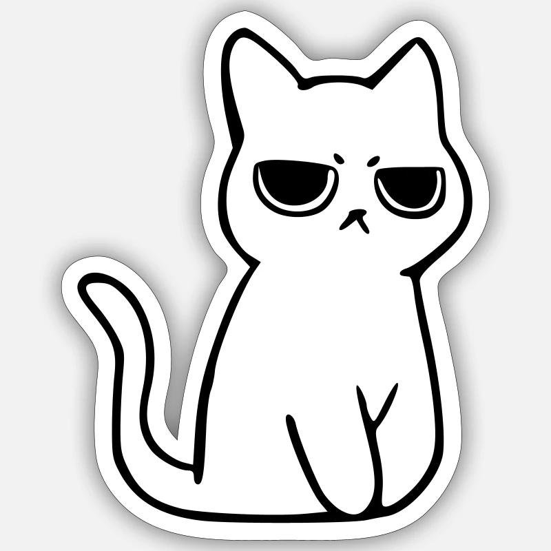 cat angry - Sticker Größe S (10 x 10 cm) - Mattweiß