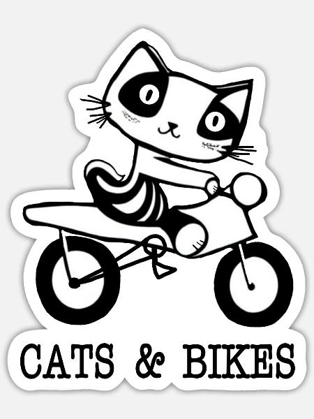 Katzen und Fahrräder - Sticker Größe S (10 x 10 cm) - Mattweiß
