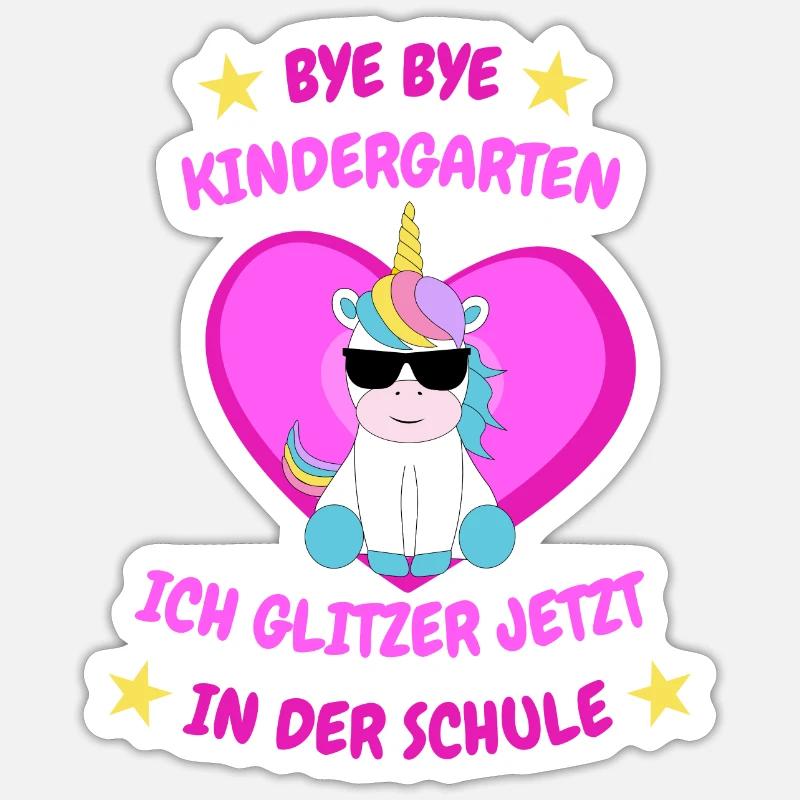 Kinder Schulkind 2022 Mädchen Einhorn Einschulung - Sticker Größe S (10 x 10 cm) - Mattweiß