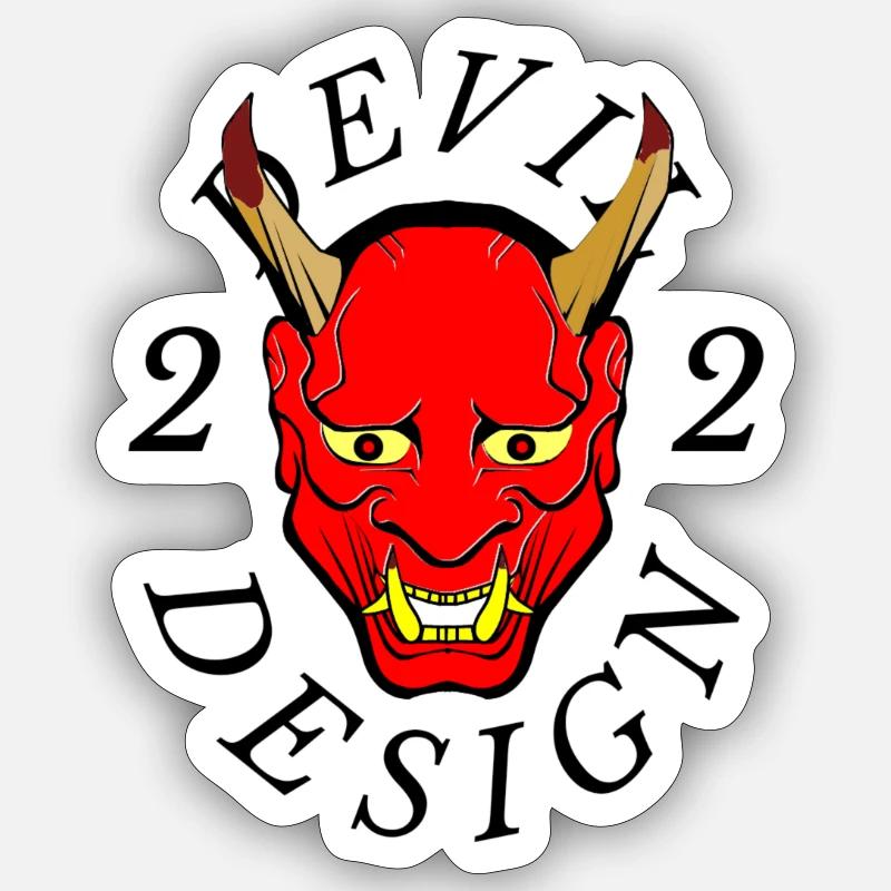 Devil Design Est.22 - Sticker Größe S (10 x 10 cm) - Mattweiß