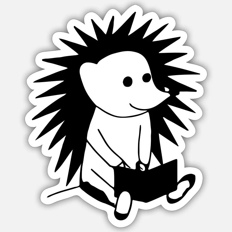 Igel liest Buch Illustration Geschenk Sticker Größe S (10 x 10 cm)