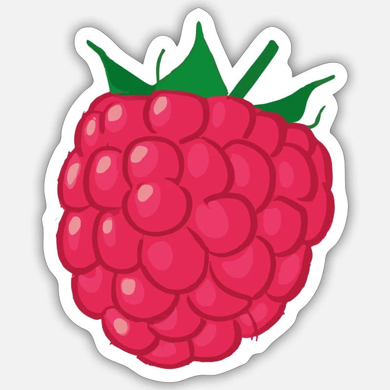 Himbeere Illustration Geschenkidee - Sticker Größe S (10 x 10 cm) - Mattweiß