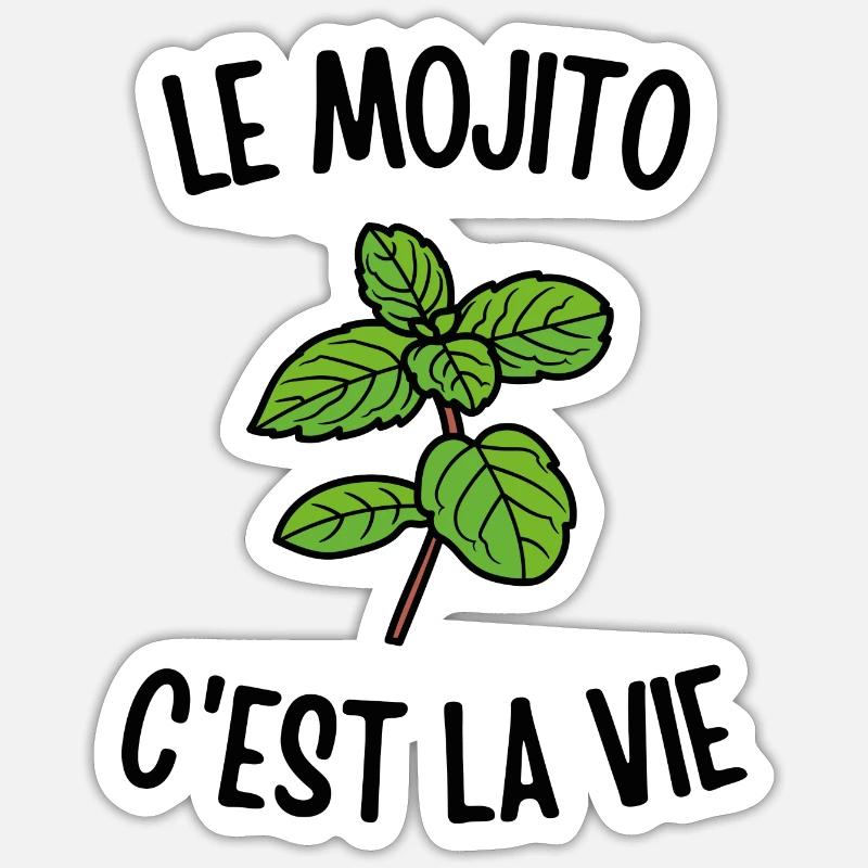 Le mojito c'est la vie - Sticker taille S (10 x 10 cm) - blanc mat