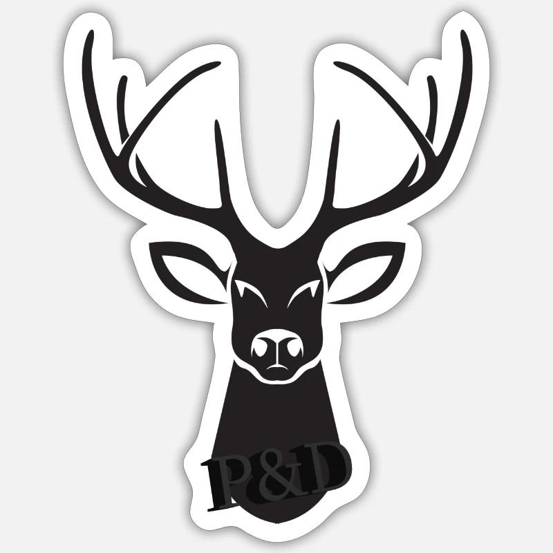 P&D Cerf - Sticker taille S (10 x 10 cm) - blanc mat