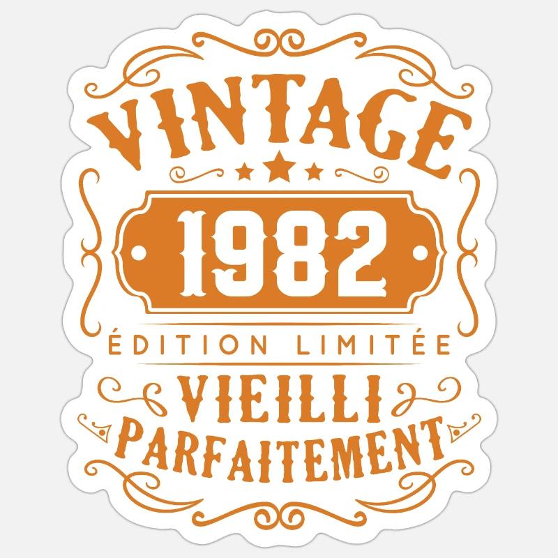 Vintage 1982 Edition Limitée - Sticker taille S (10 x 10 cm) - blanc mat
