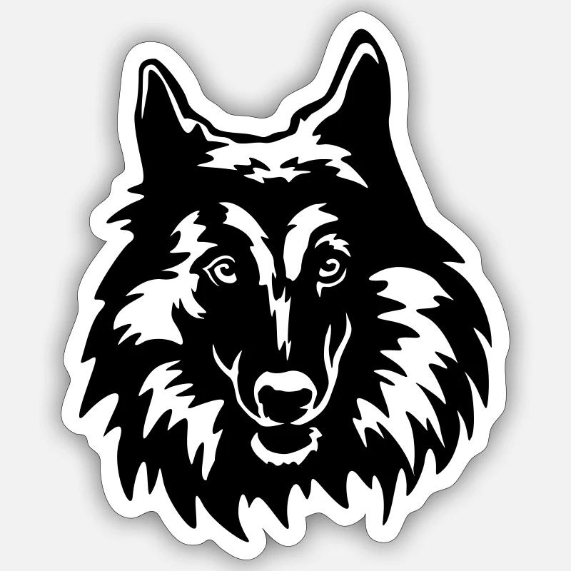 Tête de Tervueren - Sticker taille S (10 x 10 cm) - blanc mat