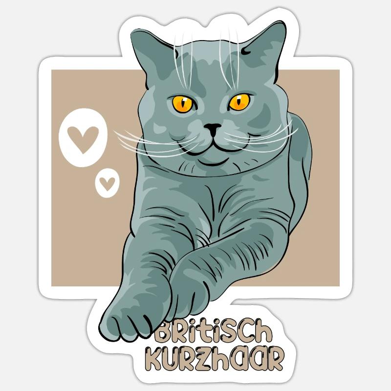 britisch kurzhaar Katze - Sticker Größe S (10 x 10 cm) - Mattweiß