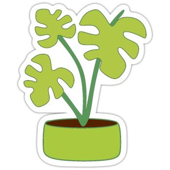Blumentopf Pflanze Geschenk  - Sticker Größe S (10 x 10 cm) - Mattweiß - Vorne