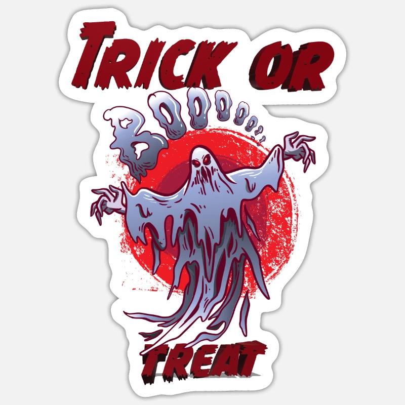 Booo Helloween Ghost - Sticker Größe S (10 x 10 cm) - Mattweiß