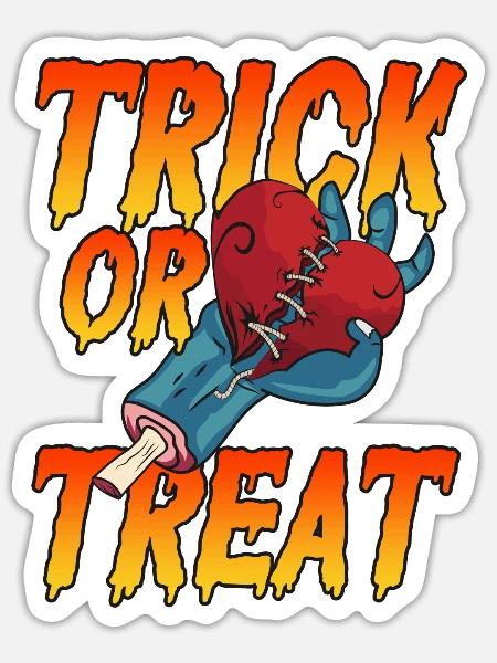 Halloween Trick or Treat Süßes oder Saures Herz - Sticker Größe S (10 x 10 cm) - Mattweiß