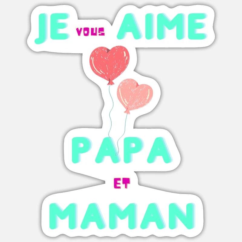 Papa et maman - Sticker taille S (10 x 10 cm) - blanc mat