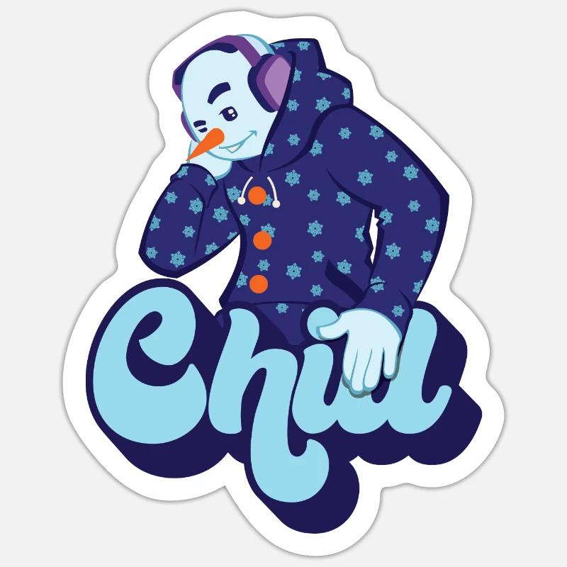 Chill Cool Fun Schneemann Winter Schnee Weihnachtsgeschenk - Sticker Größe S (10 x 10 cm) - Mattweiß