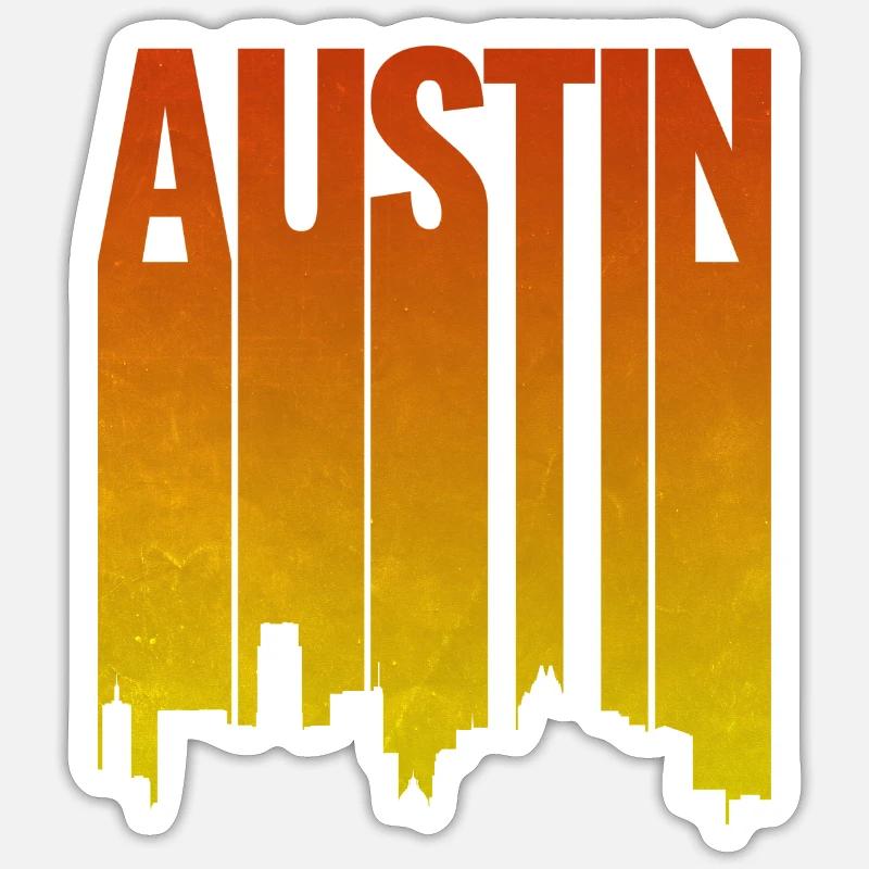 Austin Skyline Evening Light - Sticker size S (10 x 10 cm) - white matte