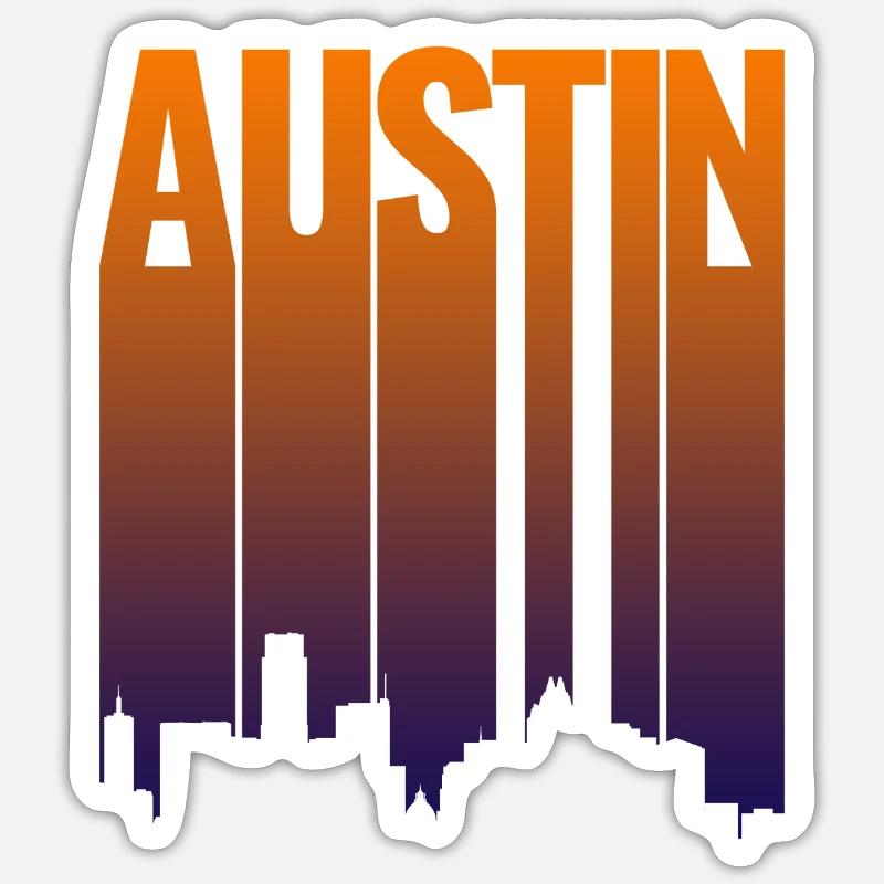 Austin Skyline Gradient - Sticker size S (10 x 10 cm) - white matte