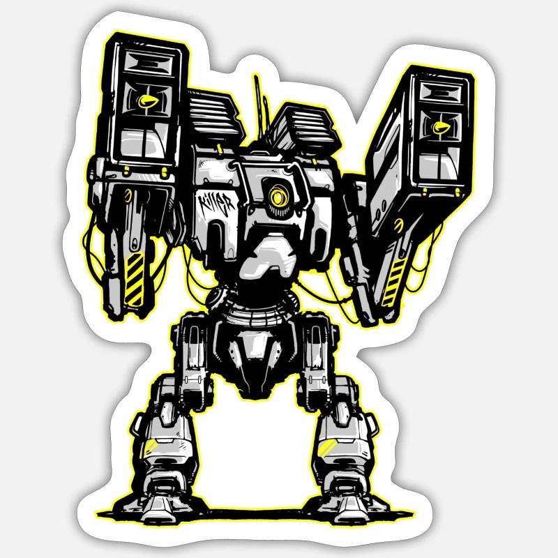 Robot Mjolnir - Sticker formato S (10 x 10 cm) - bianco opaco