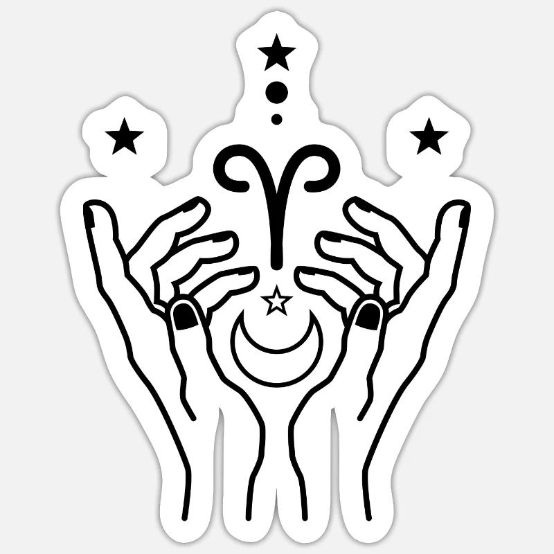 Widder Tierkreis-Astrologie - Sticker Größe S (10 x 10 cm) - Mattweiß