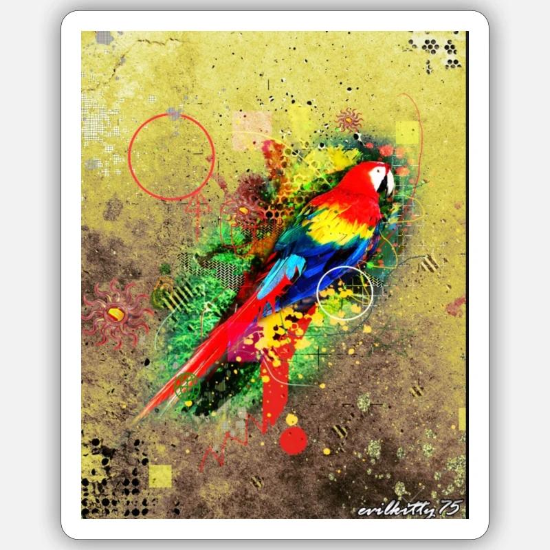 Vogel-Graffiti - Sticker Größe S (10 x 10 cm) - Mattweiß