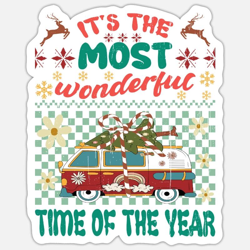 Merveilleux, Noël, Noël, pull moche Sticker taille S (10 x 10 cm)