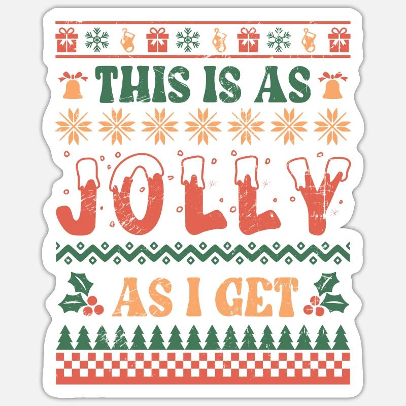 Jolly, Noël, Noël, Noël, pull moche Sticker taille S (10 x 10 cm)