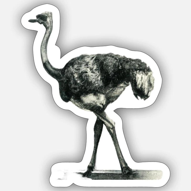 autruche Illustration Sticker taille S (10 x 10 cm)