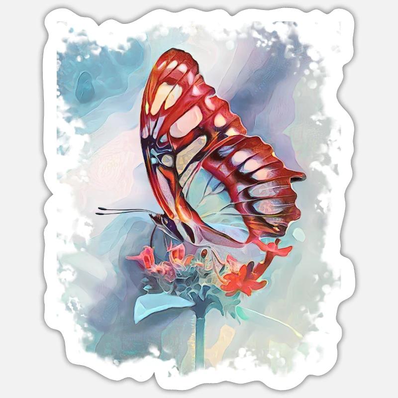 papillon - Sticker taille S (10 x 10 cm) - blanc mat