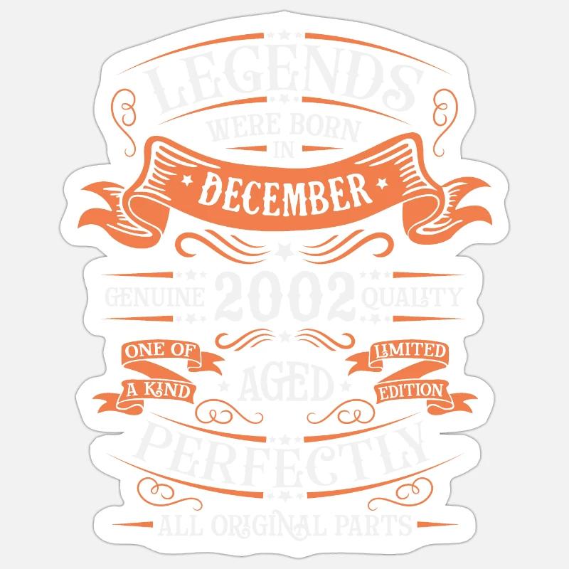 Die Legenden wurden im Dezember 2002 geboren Geschenk - Sticker Größe S (10 x 10 cm) - Mattweiß