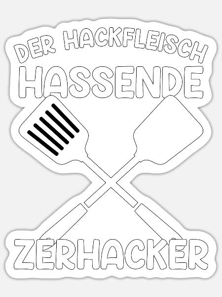 Der Hackfleischhassende Zerhacker grillen Geschenk - Sticker Größe S (10 x 10 cm) - Mattweiß