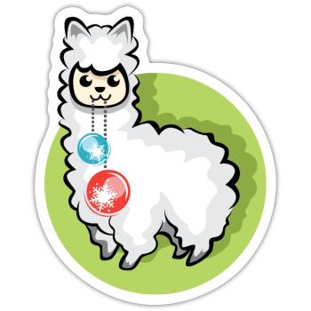 alpaca xmas balls christmas lama symbol Alpaka - Sticker Größe S (10 x 10 cm) - Mattweiß - Vorne
