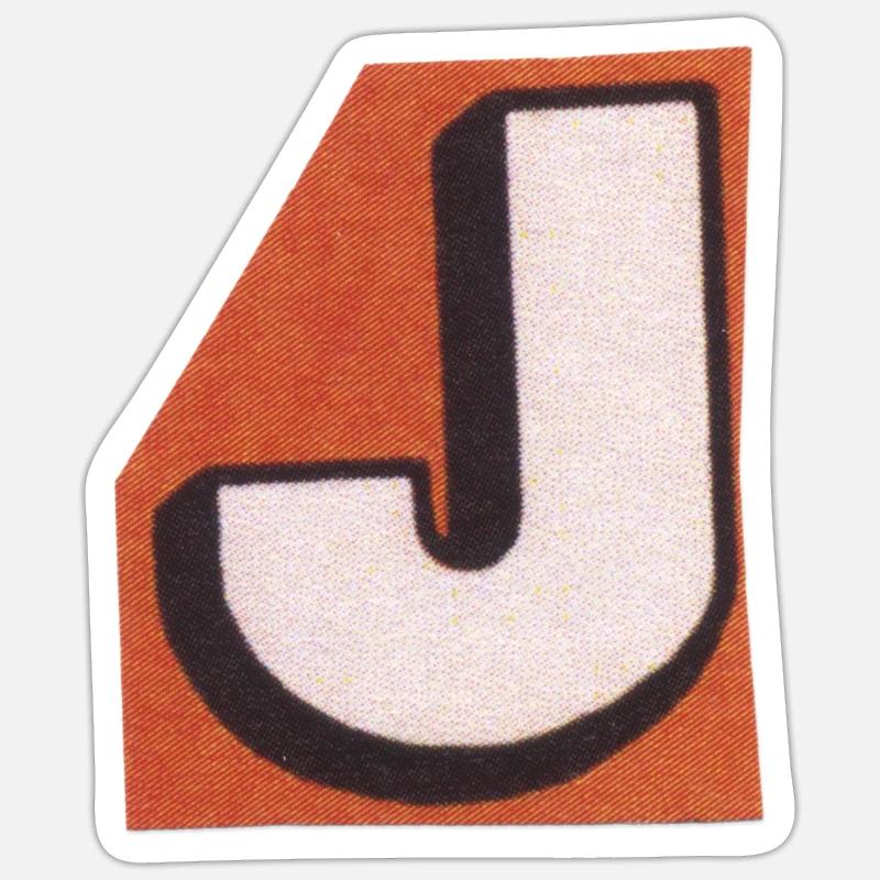 Retro-Buchstabe J - Sticker Größe S (10 x 10 cm) - Mattweiß