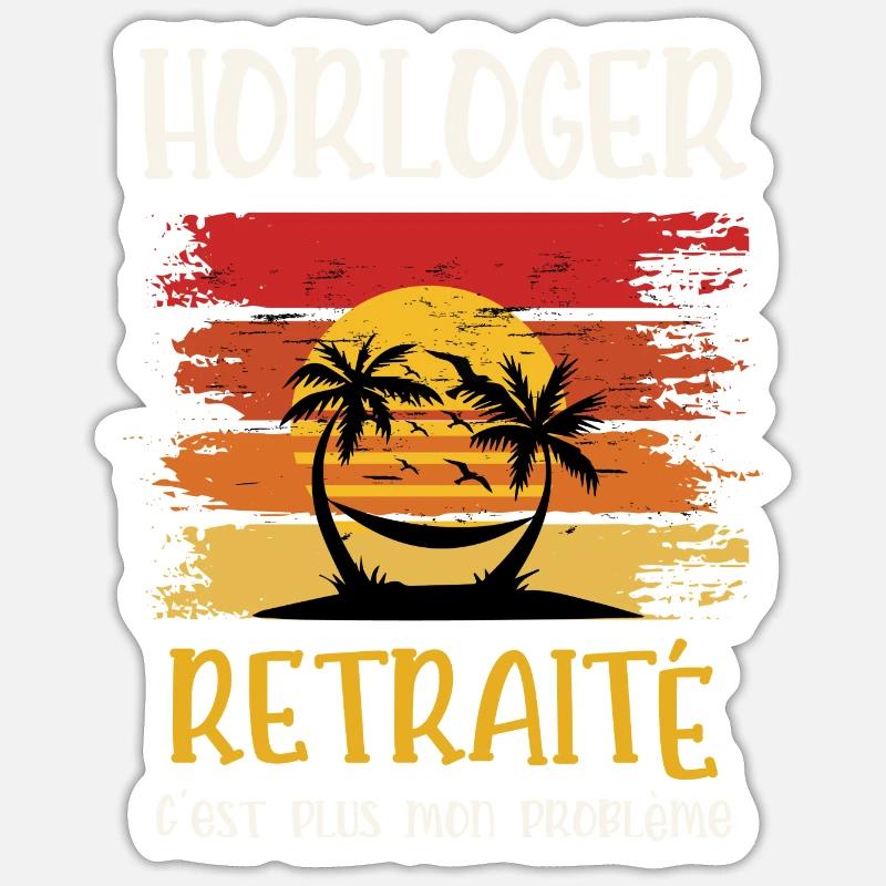 horloger retraité - Sticker taille S (10 x 10 cm) - blanc mat