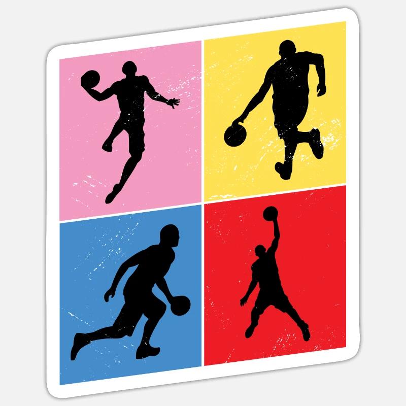 Basketteur Basketteur Vintage Rétro - Sticker taille S (10 x 10 cm) - blanc mat