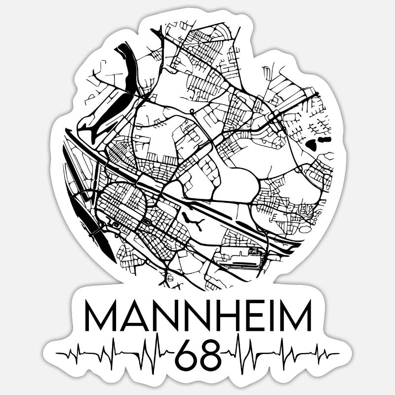 Mannheim 68 - Sticker taille S (10 x 10 cm) - blanc mat