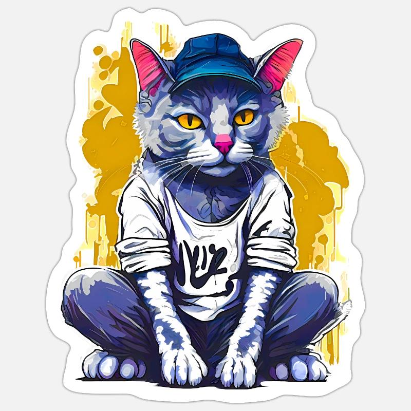 Graffiti de chat Sticker taille S (10 x 10 cm)
