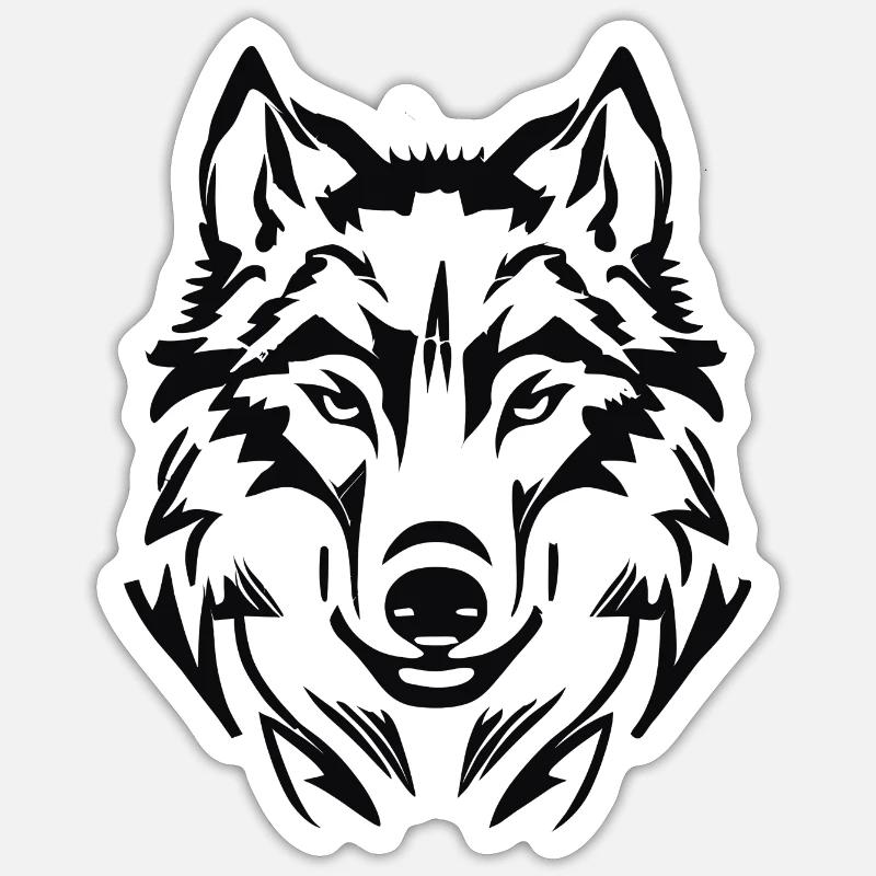 Cooler graphischer Wolf, Wolfskopf Sticker Größe S (10 x 10 cm)