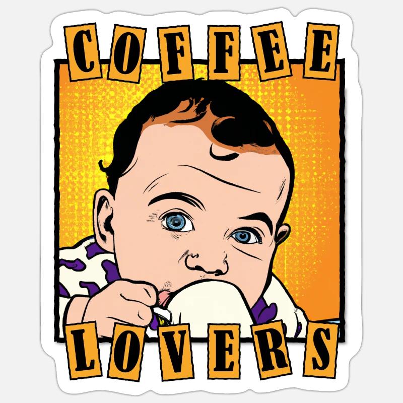 Café bébé - Sticker taille S (10 x 10 cm) - blanc mat