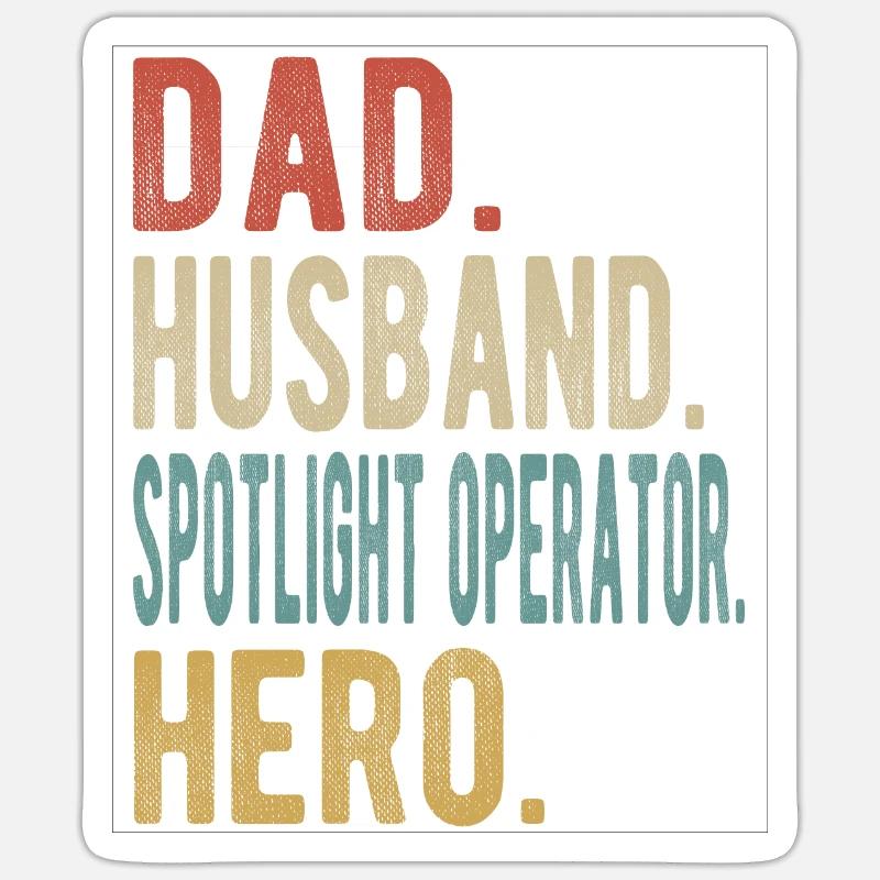 Spotlight -operator Papa Ehemann Held Sticker Größe S (10 x 10 cm)