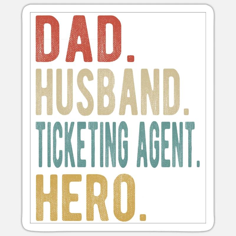 Ticketvertreter Papa Ehemann Held - Sticker Größe S (10 x 10 cm) - Mattweiß