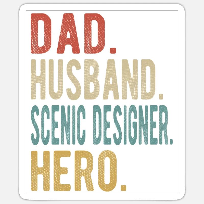 Scenic Designer Papa Ehemann Held - Sticker Größe S (10 x 10 cm) - Mattweiß