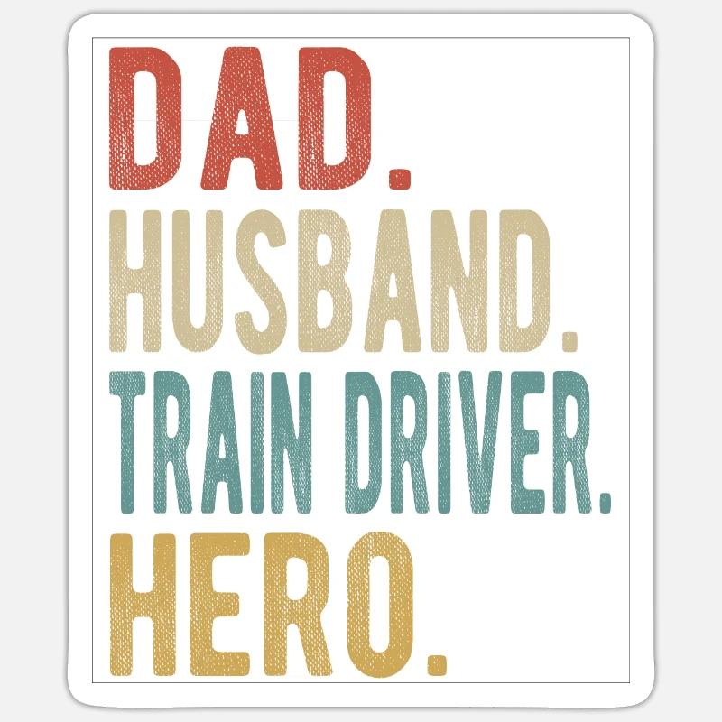 Zugführer Papa Ehemann Held - Sticker Größe S (10 x 10 cm) - Mattweiß
