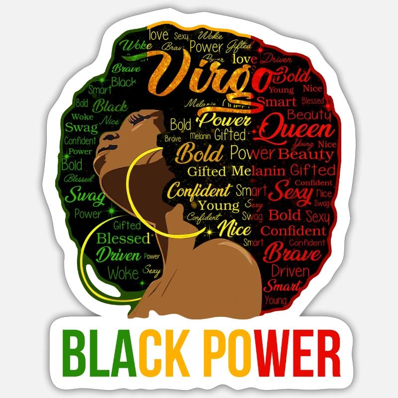 Portrait du Nuage de mots d’Afro Power - Sticker taille S (10 x 10 cm) - blanc mat