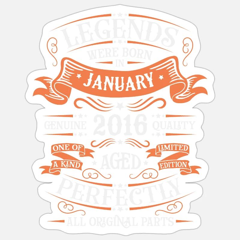 Die Legenden wurden im Januar 2016 Geschenk geboren - Sticker Größe S (10 x 10 cm) - Mattweiß