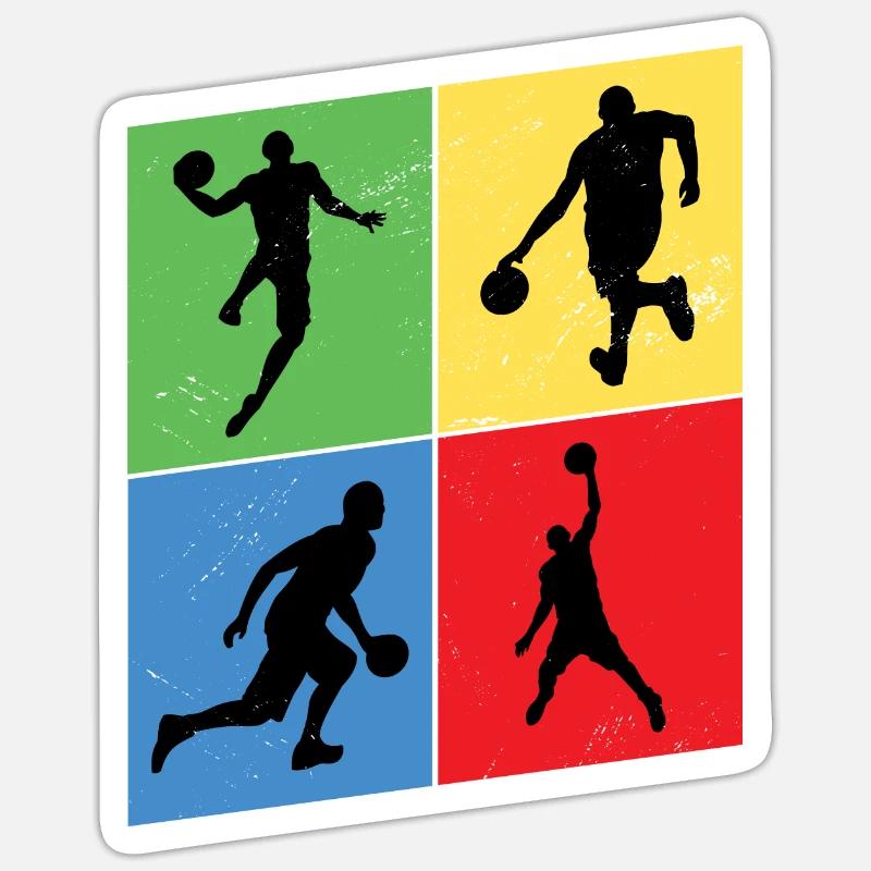 Basketteur Basketteur Vintage Rétro - Sticker taille S (10 x 10 cm) - blanc mat