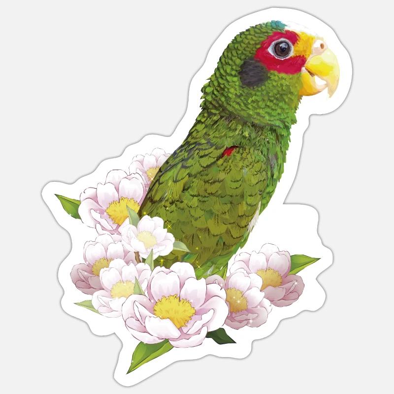 Le perroquet yucatèque - Sticker taille S (10 x 10 cm) - blanc mat