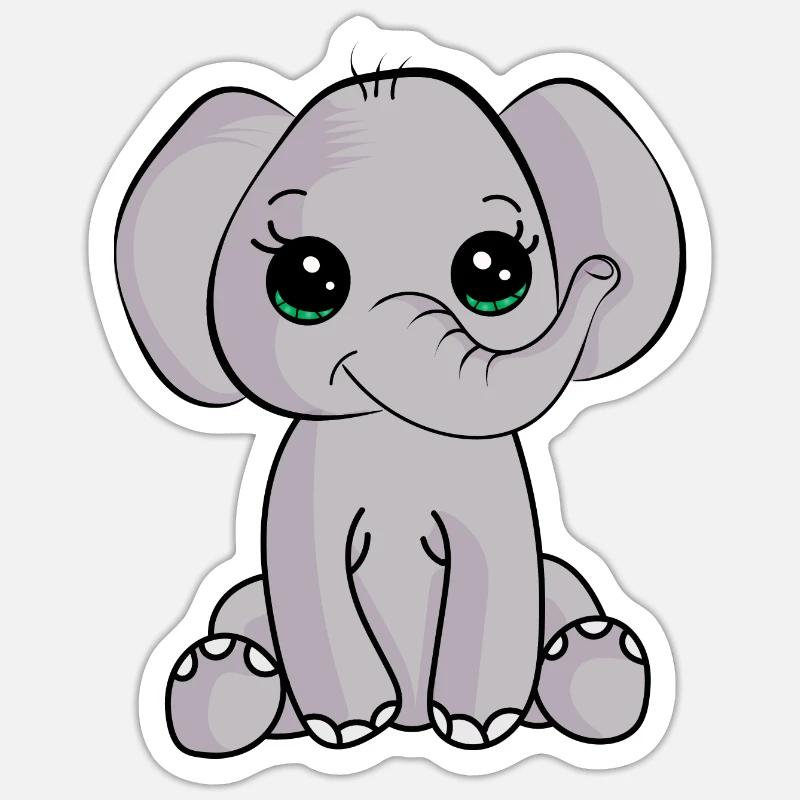 Bébé éléphant Sticker taille S (10 x 10 cm)