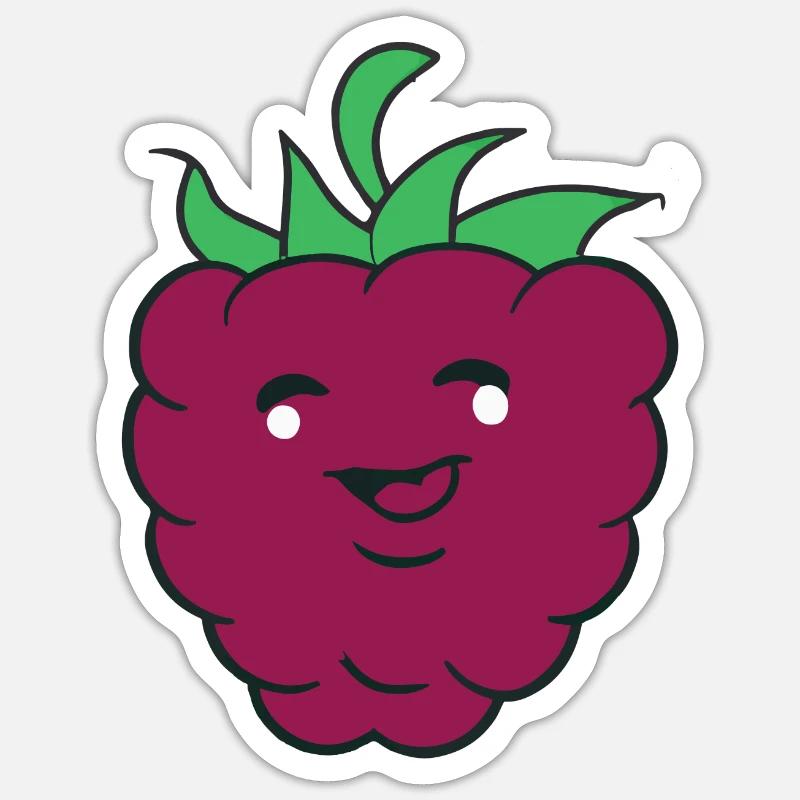 Himbeere mit Lächeln Gesicht Geschenkidee - Sticker Größe S (10 x 10 cm) - Mattweiß