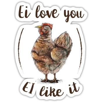 ei love you - Sticker Größe S (10 x 10 cm) - Mattweiß - Vorne
