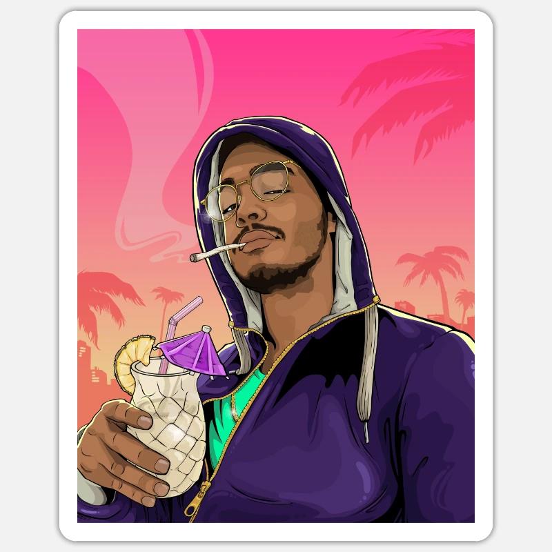 Guy on the Beach - Sticker size S (10 x 10 cm) - white matte