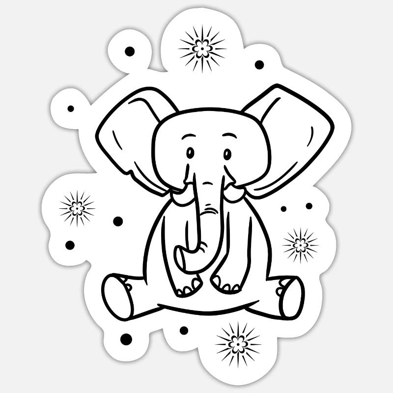 mignon bébé éléphant - Sticker taille S (10 x 10 cm) - blanc mat